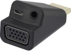 Renkforce HDMI - VGA átalakító adapter, 1x HDMI dugó - 1x VGA, 1x 3, 5 mm-es jack aljzat, fekete, Renkforce