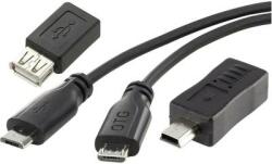 Renkforce OTG kábel készlet, mikro USB kábel, 0, 15 m + mini B adapter + USB A adapter Conrad SuperSoft OTG Komplett kit