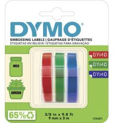 DYMO Feliratozó szalag, 3 részes készlet, kék, fekete, piros, feliratozási szín: fehér, 9 mm, 3 m