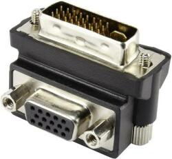 Renkforce DVI - VGA átalakító adapter, 1x DVI dugó 24+5 pól. - 1x VGA aljzat 90°, fekete, Renkforce