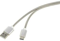 Renkforce USB 2.0 kábel, 1x USB 2.0 dugó A - 1x USB C dugó, 0, 5 m, ezüst, Renkforce - conrad