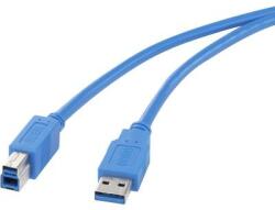 Renkforce USB 3.0 csatlakozókábel, 1x USB 3.0 dugó A - 1x USB 3.0 dugó B, 1, 8 m, kék, aranyozott, renkforce