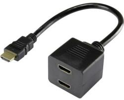 Renkforce HDMI elosztó kábel, 1x HDMI dugó - 2x HDMI aljzat, 0, 2 m, aranyozott, fekete, Renkforce