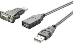  Soros portos D-SUB/USB 2.0 átalakító szett [1x USB 2.0 dugó A - 1x D-SUB dugó 9pólusú] 1 m, fekete 971791