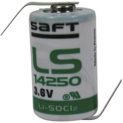 Saft 1/2 AA lítium elem, forrasztható, 3, 6V 1200 mAh, forrfüles, 15 x 25 mm, Saft LS14250HBG