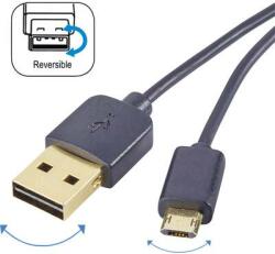Renkforce USB - Mikro USB átalakító kábel, megfordítható micro USB csatlakozóval 1m, fekete, Renkforce