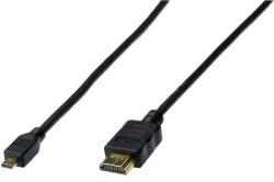 ASSMANN HDMI TV, Monitor csatlakozókábel, 1 x HDMI dugó - 1 x mikro HDMI dugó, 1 m, fekete, Digitus