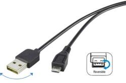 Renkforce USB 2.0 A/Micro-B csatlakozókábel 1, 8 m, megfordítható dugóval