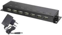 Renkforce 7 port USB 2.0 hub, fém ház, falra szerelhető, fekete, Renkforce
