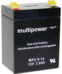 multipower MP2, 9-12 Ólomakku 12 V 2.9 Ah Ólom-vlies (AGM) (Sz x Ma x Mé) 79 x 107 x 56 mm 4, 8 mm-es laposérintkezős dugó Karbantartásmentes, Kis önkisülés
