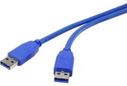 Renkforce USB 3.0 csatlakozókábel, 1x USB 3.0 dugó A - 1x USB 3.0 dugó A, 2 m, kék, aranyozott, renkforce