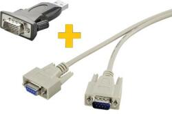 Renkforce USB 2.0 - soros csatlakozó adapter kábel, 1x USB 2.0 dugó A - 1x D-SUB dugó, 9 pól. , fekete, aranyozott, Renkforce