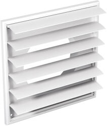 Dalap Műanyag szellőzőrács karimával és gravitációs zsaluval, 250x250 mm / Ø 150 mm, fehér (3249)