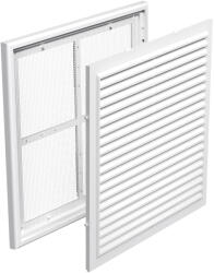 Dalap Műanyag szellőzőrács karima nélkül, fix zsaluval és rovarhálóval 250x250 mm, fehér (9715)