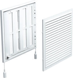 Dalap Műanyag szellőzőrács karima nélkül állítható zsalukkal 250x250 mm, fehér (8580)