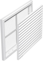 Dalap Műanyag szellőzőrács karima nélkül, fix zsaluval és rovarhálóval 221x299 mm, fehér (4755)