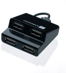 CONNECT IT USB hub 4 portos STEP - fekete (CI-108)