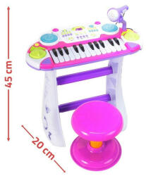 Malplay Instrument muzical Pianina electronica MalPlay cu scaun si microfon 45 cm inaltime Roz (5906190298263) - babyneeds