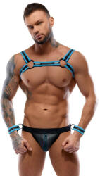 Svenjoyment Neoprene Harness & Jock with Cuffs 2180464 Black-Aqua M