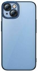 Baseus Glitter iPhone 14 Átlátszó tok és üvegfólia (kék) (ARMC021203)