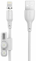 FONENG X62 Magnetic 3in1 USB to USB-C / Lightning / Micro USB Cable, 2.4A, 1m (White) (X62 3 in 1 / White) - wincity