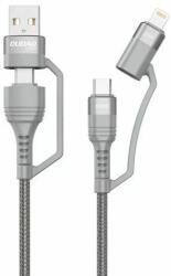 Dudao USB cable Dudao L20xs 4in1 USB-C / Lightning / USB-A 2.4A, 1m (gray) (L20xs) - wincity