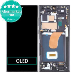 Samsung Galaxy S23 Ultra S918B - LCD Kijelző + Érintőüveg + Keret (Phantom Black) OLED, Phantom Black