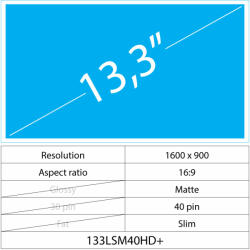 Notebook LCD 13.3 LCD Slim Matt 40 pin HD+, Matte