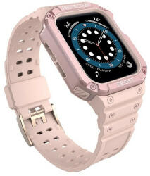 Apple Watch 1-6, SE, SE (2022) (42 / 44 mm) / Watch 7-9 (45 mm), Szilikon védőkeret, közepesen ütésálló, állítható szíjjal, rózsaszín - tok-shop