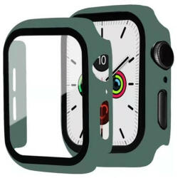 Apple Watch 7 (45mm), Műanyag védőkeret, kijelzővédő üveggel, közepesen ütésálló, szíj nélkül, zöld - tok-shop