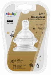 Akuku Etetőcumi széles szájú cumisüveghez szilikon széles szájú (méret: ) 6 + hó (2 db/cs)