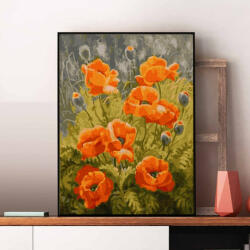 Pictorul Fericit Orange Poppies - Pictură pe numere Panza pictura