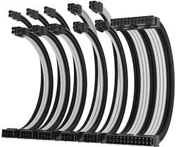 Asiahorse Set Prelungire Cabluri Sursa ATX, Asiahorse, 1x 24 Pini ATX, 3x 6+2 Pini GPU, 2x 4+4 Pini CPU, Mesh Textil, 18AWG, Negru + Alb, 30cm (AH-ATX6N-WHTMIX)