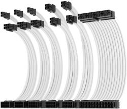 Asiahorse Set Prelungire Cabluri Sursa ATX, Asiahorse, 1x 24 Pini ATX, 3x 6+2 Pini GPU, 2x 4+4 Pini CPU, Mesh Textil, 18AWG, Alb, 30cm (AH-ATX6N-WHT)