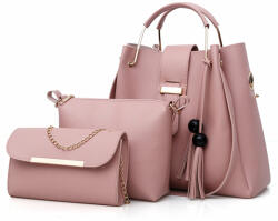 Dollcini Dollcini, 3db Erszényes készlet PU bőr táskák női válltáskákhoz Tote táska - rózsaszín (016103)