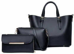 Dollcini Elegáns Női Kézitáska - 3 Részes Műbőr Szett - Fekete (423801)