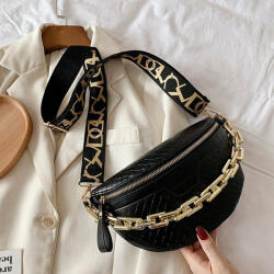 Dollcini Elegáns Női Válltáska - Műbőr, Láncos Crossbody - Fekete (424501)
