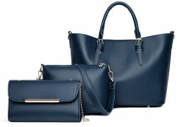Dollcini Elegáns Női Kézitáska - 3 Részes Műbőr Szett - Kék (423804)