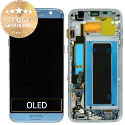 Samsung Galaxy S7 Edge G935F - Ecran LCD + Sticlă Tactilă + Ramă (Coral Blue) - GH97-18533G, GH97-18594G, GH97-18767G Genuine Service Pack, Blue