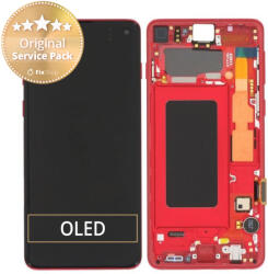 Samsung Galaxy S10 G973F - Ecran LCD + Sticlă Tactilă + Ramă (Red) - GH82-18850H Genuine Service Pack, Red