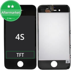 Apple Ecran pentru iPhone 4S, Black, Sticlă tactilă cu ramă, Black