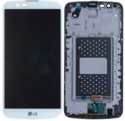 LG K10 K420N - Ecran LCD + Sticlă Tactilă + Ramă (White) - ACQ88868303 Genuine Service Pack, Alb