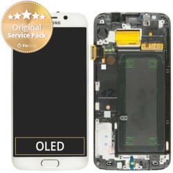Samsung Galaxy S6 Edge G925F - Ecran LCD + Sticlă Tactilă + Ramă (White Pearl) - GH97-17162B, GH97-17317B, GH97-17334B Genuine Service Pack, White Pearl