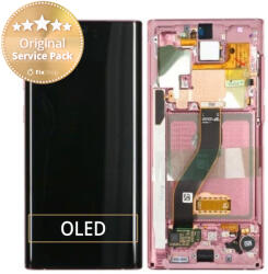Samsung Galaxy Note 10 - Ecran LCD + Sticlă Tactilă + Ramă (Aura Pink) - GH82-20818F, GH82-20817F Genuine Service Pack, Aura Pink
