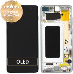 Samsung Galaxy S10 Plus G975F - Ecran LCD + Sticlă Tactilă + Ramă (Prism White) - GH82-18849B, GH82-18834G, GH82-18849G, GH82-18834B Genuine Service Pack, Prism White