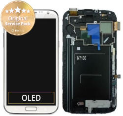 Samsung Galaxy Note 2 N7100 - Ecran LCD + Sticlă Tactilă + Ramă (Marble White) - GH97-14112A Genuine Service Pack, Marble White