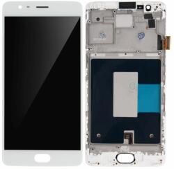 OnePlus 3 - Ecran LCD + Sticlă Tactilă + Ramă (White) TFT, Alb