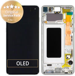 Samsung Galaxy S10 G973F - Ecran LCD + Sticlă Tactilă + Ramă (Prism White) - GH82-18850B, GH82-18835B Genuine Service Pack, Prism White