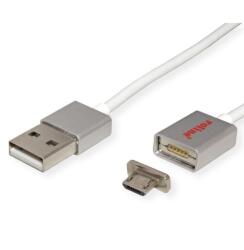 Roline Кабел Roline 11.02. 8316, магнитен, от USB Type A(м) към USB Мicro B(м), 1m, бял (11.02.8312)