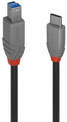 Lindy Кабел Lindy Anthra Line, от USB-C 3.2 (м) към USB-B(м), 3m, черен, 5Gbps (LNY-36668)